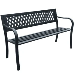Durable Plastic Lattice Garden Bench In Black