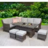Edwina Multi Grey Rattan Corner Sofa Dining Set With Lift Table
