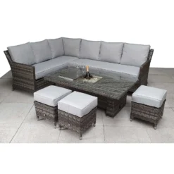 Edwina Multi Grey Rattan Corner Sofa Dining Set With Lift Table -Garden Furniture Shop edwina multi grey rattan corner sofa dining set with lift table p78447 133990 zoom