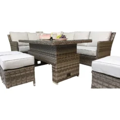 Edwina Multi Grey Rattan Corner Sofa Dining Set With Lift Table -Garden Furniture Shop edwina multi grey rattan corner sofa dining set with lift table p78447 133991 zoom