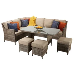 Edwina Natural And Grey Rattan Corner Sofa Dining Set -Garden Furniture Shop edwina natural and grey rattan corner sofa dining set p78442 133951 zoom