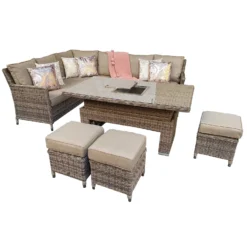 Edwina Natural And Grey Rattan Corner Sofa Dining Set With Lift Table -Garden Furniture Shop edwina natural and grey rattan corner sofa dining set with lift table p78449 134008 zoom