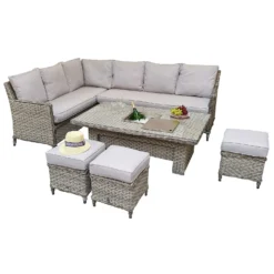 Edwina Special Grey Rattan Corner Sofa Dining Set With Lift Table -Garden Furniture Shop edwina special grey rattan corner sofa dining set with lift table p78448 133999 zoom