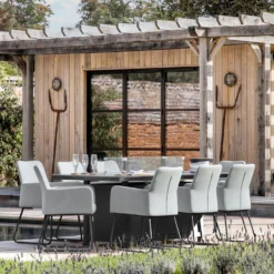 Elba 8 Seater Dining Set With Fire Pit Table Slate