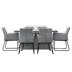 Elba Slate 6 Seater Dining Set With Fire Pit Table