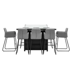 Elba Slate 8 Seater Bar Set With Fire Pit Table