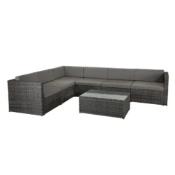 Evie Mixed Grey Rattan Modular Sofa Set -Garden Furniture Shop evie mixed grey rattan modular sofa set p78463 134310 zoom