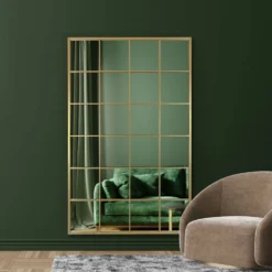 Fenestra Gold Modern Window Style Leaner / Wall Mirror