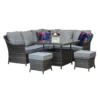 Francesca Grey Rattan Corner Sofa Dining Set With Lift Table