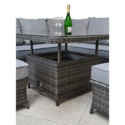 Francesca Grey Rattan Corner Sofa Dining Set With Lift Table -Garden Furniture Shop francesca grey rattan corner sofa dining set with lift table p78469 135399 zoom
