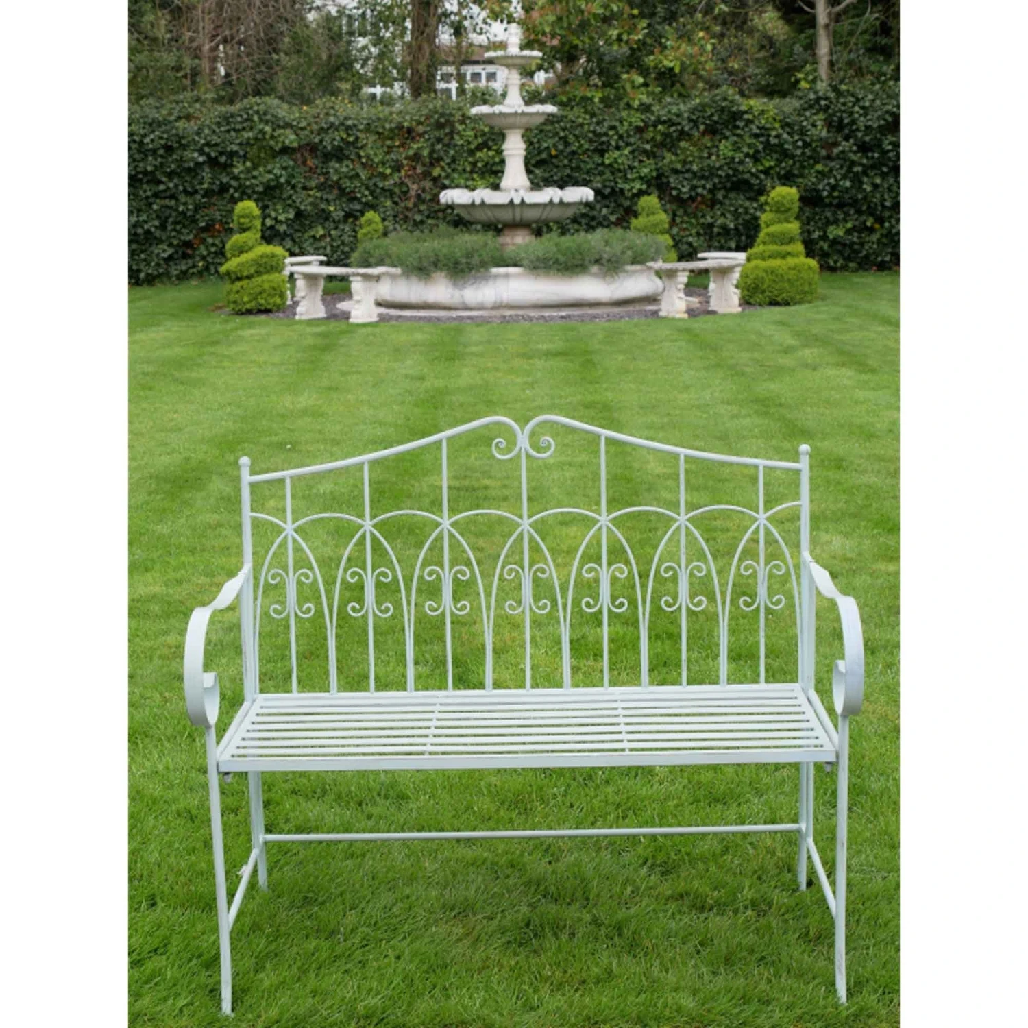 Garden Bench In Powder Blue 2 Garden Bench In Powder Blue - Image 2