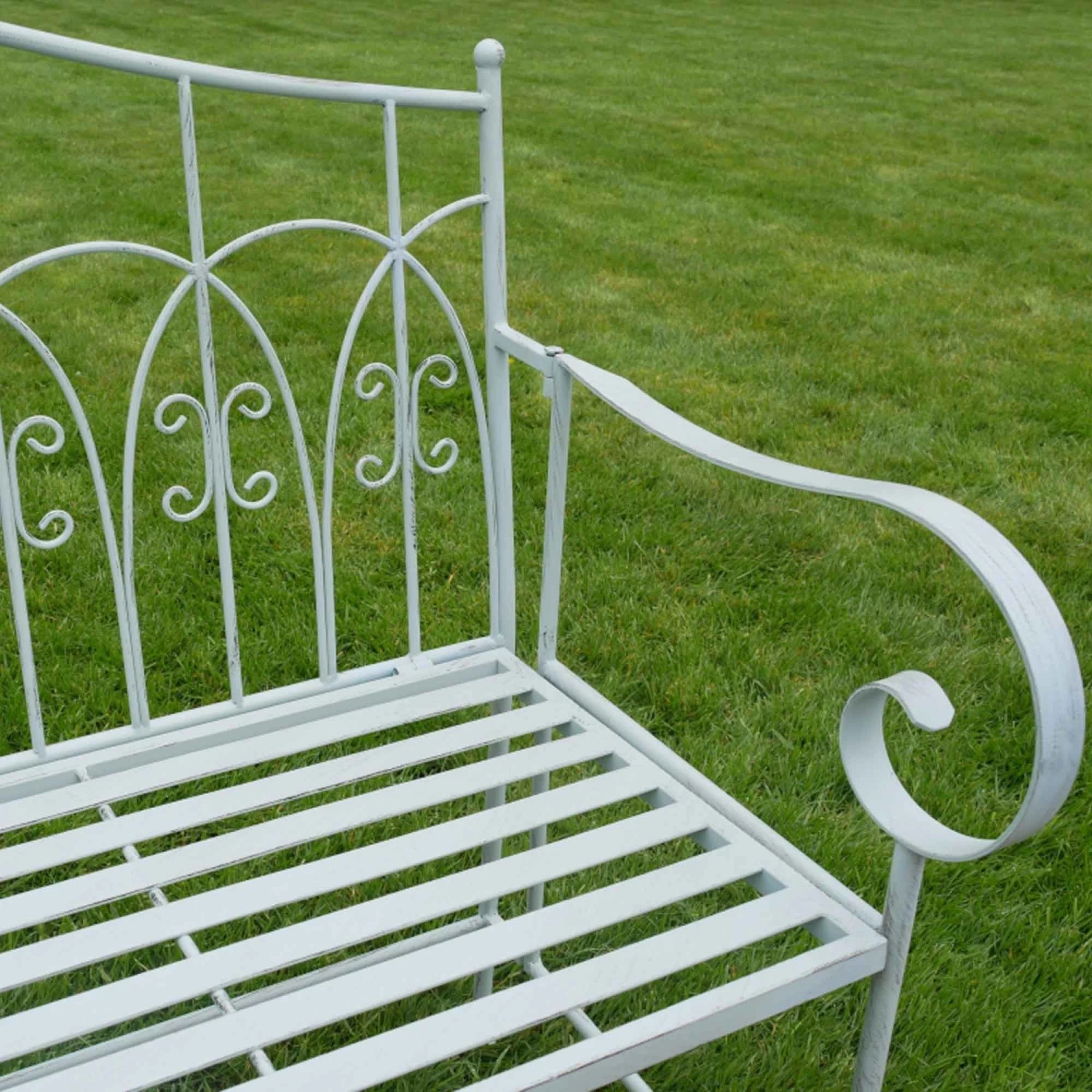 Garden Bench In Powder Blue 3 Garden Bench In Powder Blue - Image 3