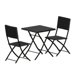 Garden Vida Capri 2 Seater Rattan Bistro Set - Black