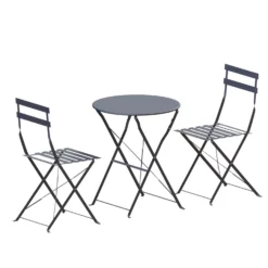Garden Vida Porto 2 Seater Metal Bistro Set - Dark Grey