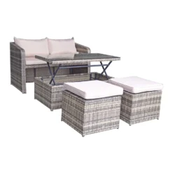 Gemma Brown Rattan Compact Sofa Set With Lift Table -Garden Furniture Shop gemma brown rattan compact sofa set with lift table p78471 134353 zoom
