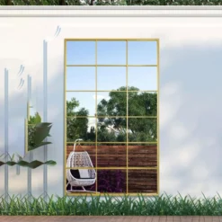 Genestra Gold Modern Window Garden Wall Mirror