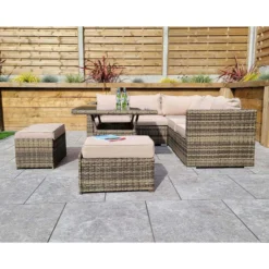 Georgia Brown Rattan Compact Corner Sofa Dining Set With 2 Benches -Garden Furniture Shop georgia brown rattan compact corner sofa dining set with 2 benches p78474 134357 zoom