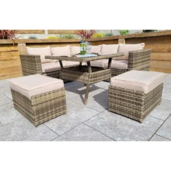 Georgia Brown Rattan Compact Corner Sofa Dining Set With 2 Benches -Garden Furniture Shop georgia brown rattan compact corner sofa dining set with 2 benches p78474 134359 zoom