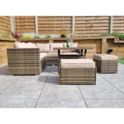 Georgia Brown Rattan Compact Corner Sofa Dining Set With 2 Benches -Garden Furniture Shop georgia brown rattan compact corner sofa dining set with 2 benches p78474 134360 zoom