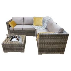 Georgia Brown Rattan Corner Sofa Set With Ice Bucket Coffee Table -Garden Furniture Shop georgia brown rattan corner sofa set with ice bucket coffee table p78477 134446 zoom