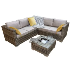 Georgia Brown Rattan Corner Sofa Set With Ice Bucket Coffee Table -Garden Furniture Shop georgia brown rattan corner sofa set with ice bucket coffee table p78477 134448 zoom