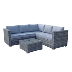 Georgia Grey Rattan Corner Sofa Set With Ice Bucket Coffee Table -Garden Furniture Shop georgia grey rattan corner sofa set with ice bucket coffee table p78476 134439 zoom