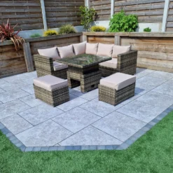 Georgia Nature Brown Corner Sofa With 2 Ottomans And Dining Table With Ice Bucket -Garden Furniture Shop georgia nature brown corner sofa with 2 ottomans and dining table with ice bucket p83635 173062 zoom