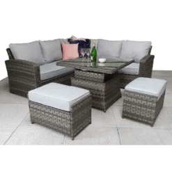 Grace Grey Rattan Corner Sofa Dining Set With Lift Table -Garden Furniture Shop grace grey rattan corner sofa dining set with lift table p78479 134919 zoom