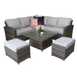 Grace Grey Rattan Corner Sofa Dining Set With Lift Table -Garden Furniture Shop grace grey rattan corner sofa dining set with lift table p78479 134920 zoom