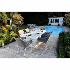 Grey Patterned Top Rectangular Outdoor Dining Table With Firepit -Garden Furniture Shop grey patterned top rectangular outdoor dining table with firepit p76655 125053 zoom