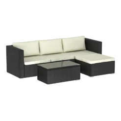 Hampton Black 4 Seater Corner Rattan Set