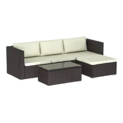 Hampton Brown 4 Seater Corner Rattan Set