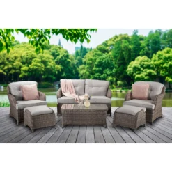 Harriet Grey Rattan 4 Seater Sofa Set
