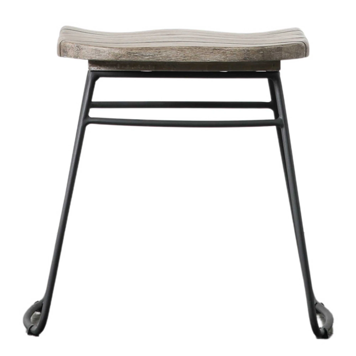 Iron And Teak Outdoor Stool 2 Iron And Teak Outdoor Stool - Image 2