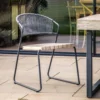 Iron And Teak Seat Outdoor Dining Chair
