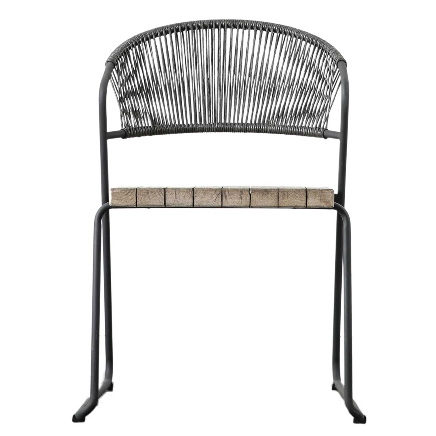 Iron And Teak Seat Outdoor Dining Chair 2 Iron And Teak Seat Outdoor Dining Chair - Image 2