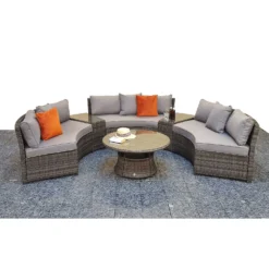 Juliet Grey Rattan Half Moon Sofa Set