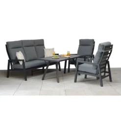 Kimmie Grey Aluminium 5 Seater High Back Sofa Dining Set