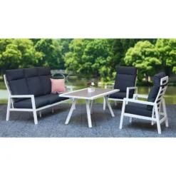 Kimmie White Aluminium 5 Seater High Back Sofa Dining Set -Garden Furniture Shop kimmie white aluminium 5 seater high back sofa dining set p78602 172974 zoom