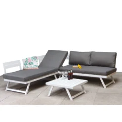Garden Furniture Shop -Garden Furniture Shop kimmie white aluminium corner sofa with adjustable head rest p78601 172961 zoom