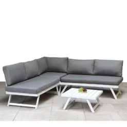 Kimmie White Aluminium Corner Sofa With Adjustable Head Rest -Garden Furniture Shop kimmie white aluminium corner sofa with adjustable head rest p78601 172963 zoom