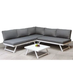 Kimmie White Aluminium Corner Sofa With Adjustable Head Rest -Garden Furniture Shop kimmie white aluminium corner sofa with adjustable head rest p78601 172964 zoom
