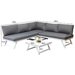 Kimmie White Aluminium Corner Sofa With Adjustable Head Rest -Garden Furniture Shop kimmie white aluminium corner sofa with adjustable head rest p78601 172965 zoom