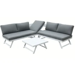 Kimmie White Aluminium Corner Sofa With Adjustable Head Rest -Garden Furniture Shop kimmie white aluminium corner sofa with adjustable head rest p78601 172966 zoom