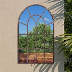 Kirkby Metal Arch Shaped Decorative Window Effect Garden Mirror