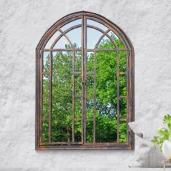 Kirkby Metal Arch Shaped Decorative Window Opening Garden Mirror