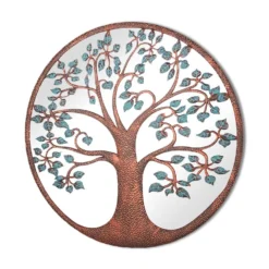 Kirkby Metal Circular Decorative Colour Tree Garden Mirror Outdoors