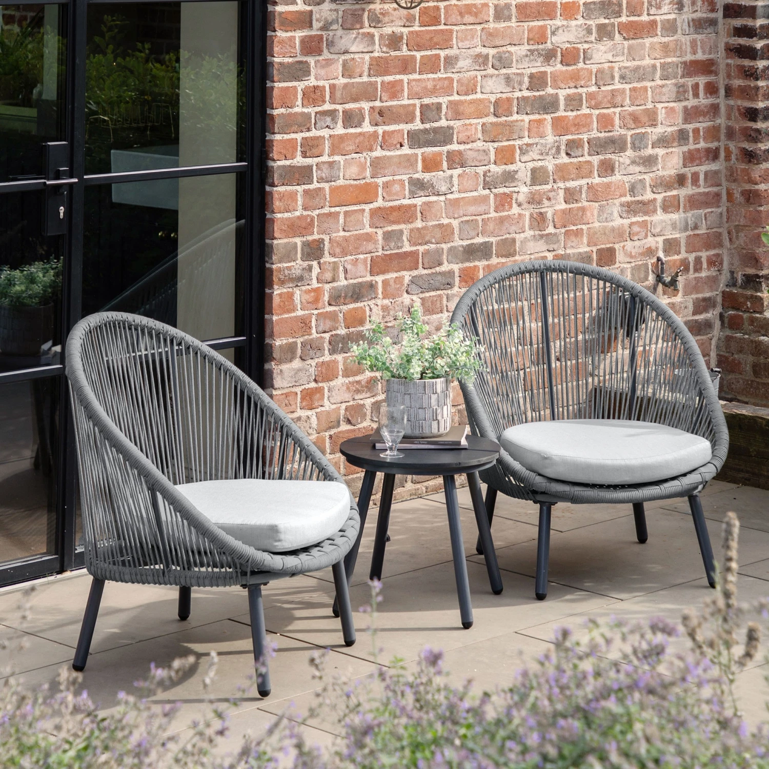 Lamezia 2 Seater Bistro Set Charcoal 2 Lamezia 2 Seater Bistro Set Charcoal - Image 2