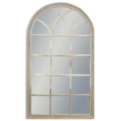 Large Antique French Style Grey Arch Window Mirror