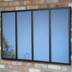 Large Black Framed Divided Mirror
